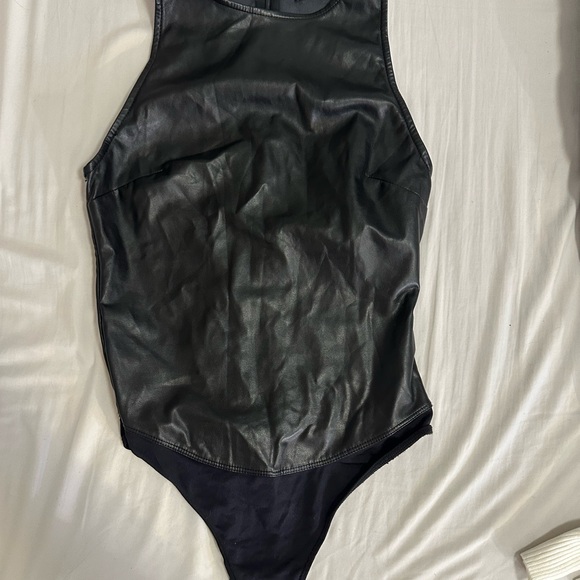 Babaton Black Leather Bodysuit - Picture 2 of 4